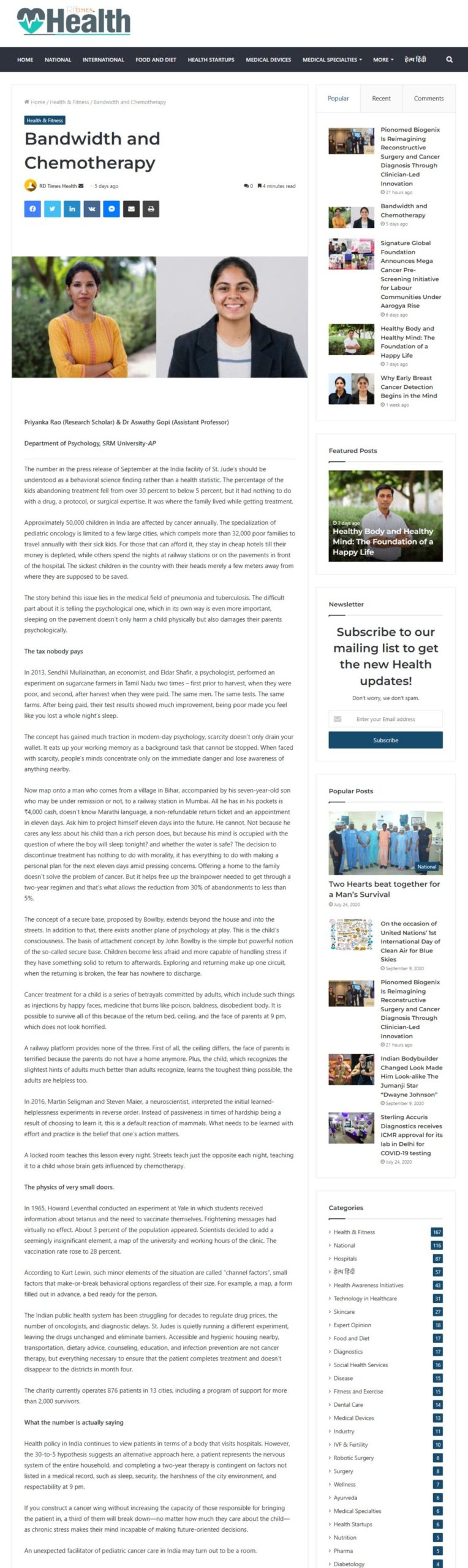 Bandwidth and Chemotherapy
