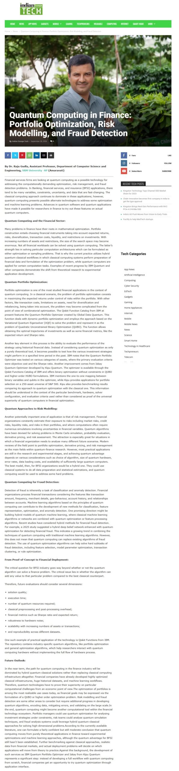 Quantum Computing in Finance Portfolio Optimization, Risk Modelling, and Fraud Detection