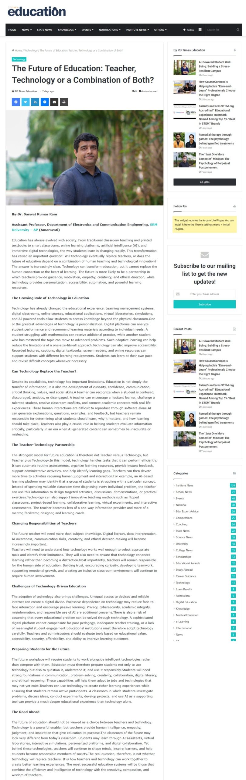 The Future of Education Teacher, Technology or a Combination of Both?