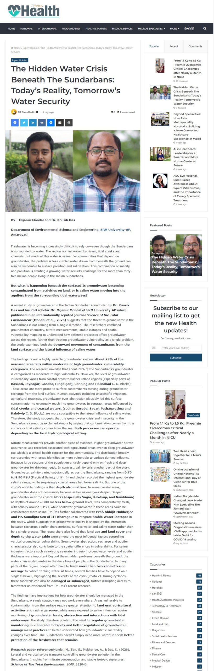 The Hidden Water Crisis Beneath The Sundarbans: Today’s Reality, Tomorrow’s Water Security