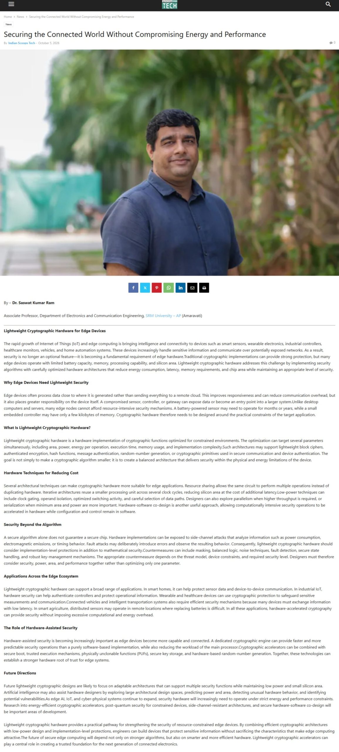 Securing the Connected World Without Compromising Energy and Performance